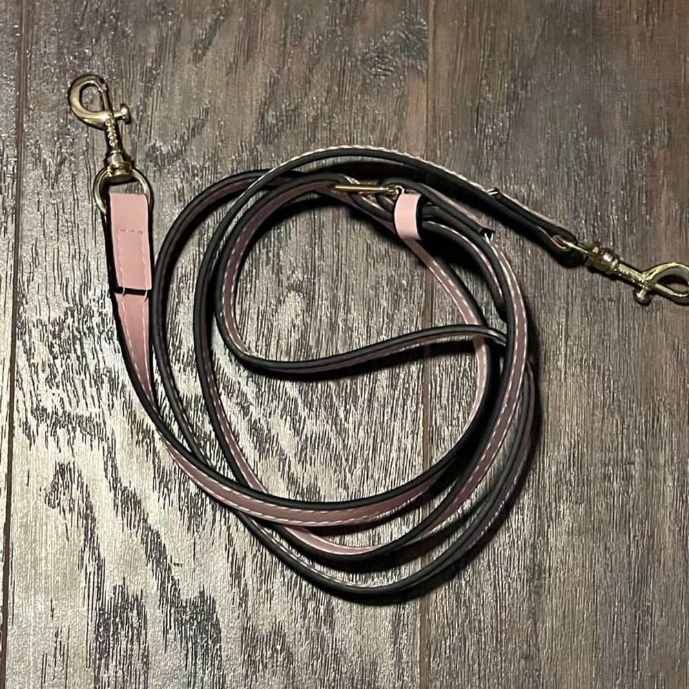Pink and Black Leather Coach Purse Strap